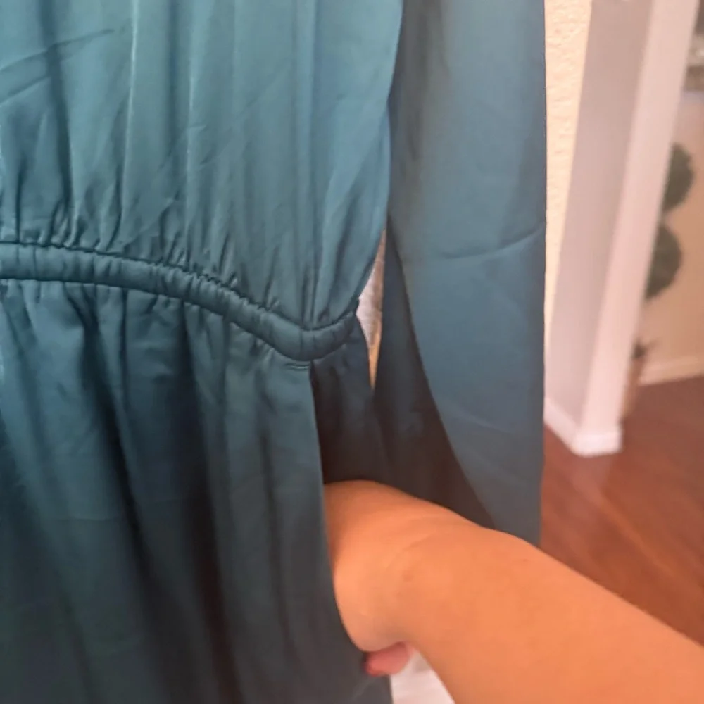 Express Deep Teal Button-Up Jumpsuit XL - Picture 11 of 12